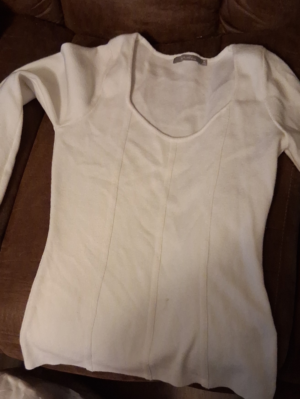 BKE Cream Scoop Neck Long Sleeve Top